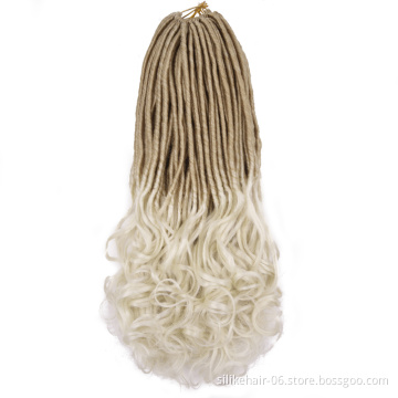 22 Inch Brown Red Black Long Straight Goddess Locs With Curly Ends Synthetic Goddess Faux Locs Crochet Braiding Hair Extensions